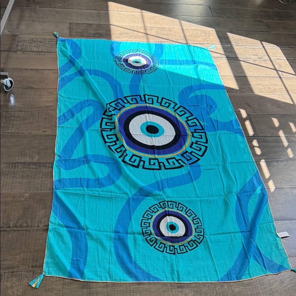 Blue Geometric Patterned SCARF / BEACH PAREO Wrap